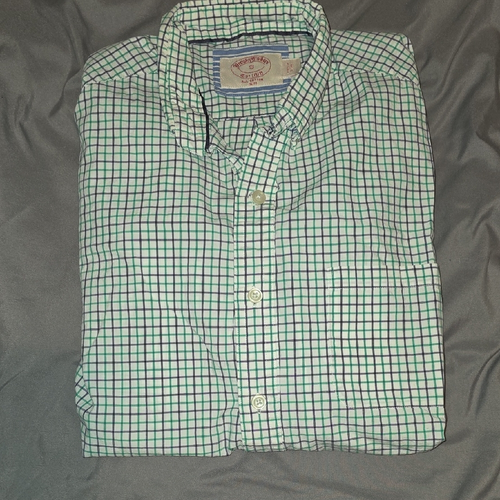 Brooks Brothers Green and Purple Checked Button-Down Shirt
